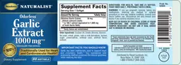 Label for Odorless Garlic Extract 1000 mg
