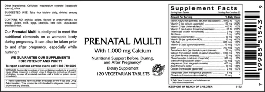 Label for Prenatal Multi