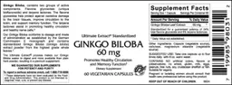 Label for Ginkgo Biloba 60 mg