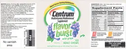 Label for Centrum Flavor Burst Wild Grape