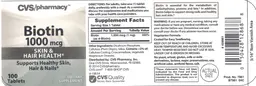 Label for Biotin 1000 mcg