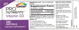Label for Vitamin D3