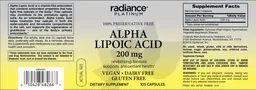 Label for Alpha Lipoic Acid 200 mg