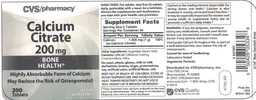 Label for Calcium Citrate 200 mg