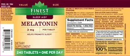 Label for Melatonin 3 mg