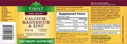 Label for Calcium, Magnesium & Zinc