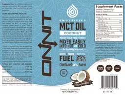 Label for Emulsified MCT Oil Creamy Coconut Flavor