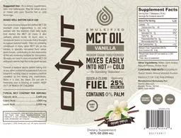 Label for Emulsified MCT Oil Creamy Vanilla Flavor