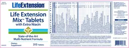Label for Life Extension Mix Tablets With Extra Niacin