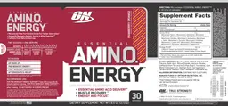 Label for Essential AMIN.O. Energy Cranberry Orange