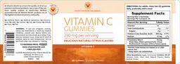 Label for Vitamin C Gummies 250 mg Delicious Natural Citrus Flavor