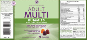 Label for Adult Multi Gummies with Essential Vitamins