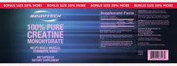 Label for 100% Pure Creatine Monohydrate