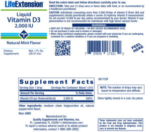 Liquid Vitamin D3 2,000 IU Natural Mint 