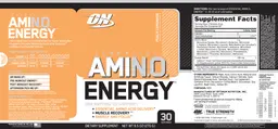 Label for Essential AMIN.O. Energy Peach Lemonade