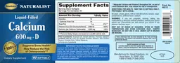 Label for Liquid-Filled Calcium 600 mg + D