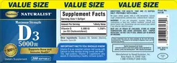Label for Maximum Strength D3 5000 IU
