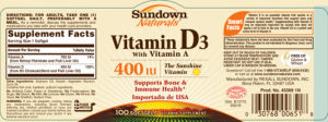 Vitamin D3 With Vitamin A 400 IU