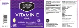 Label for Vitamin E 400 IU