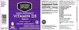 Label for High Potency Vitamin D3 2000 IU
