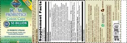 Label for RAW Probiotis Colon Care