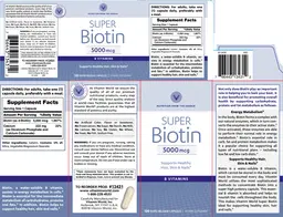 Label for Super Biotin 5000 mcg
