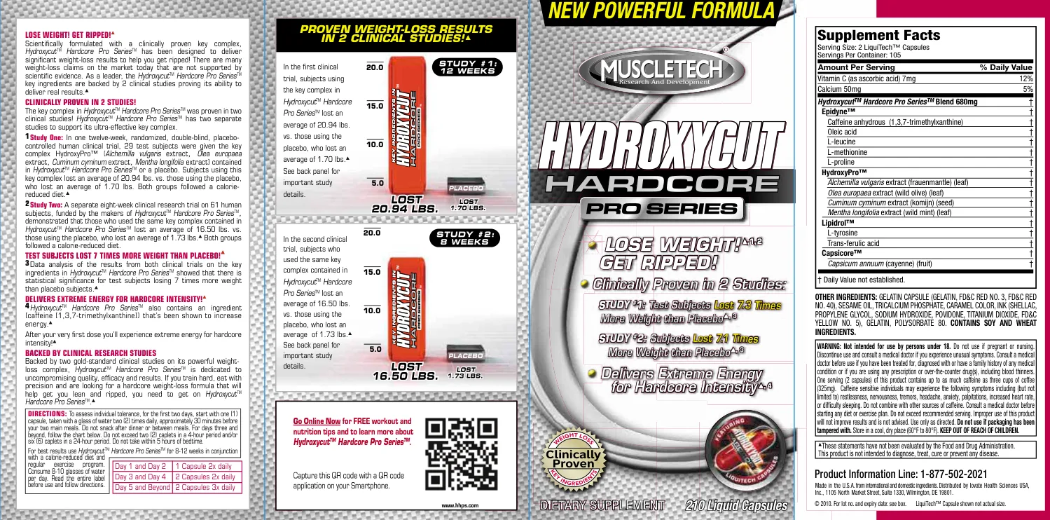 Label for Hydroxycut Hardcore