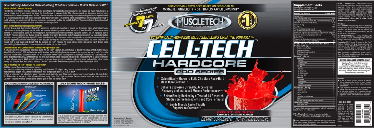 Label for Cell-Tech Haredcore Pro Series Fruit Punch