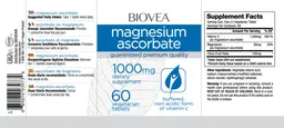 Label for Magnesium Ascorbate 1000 mg