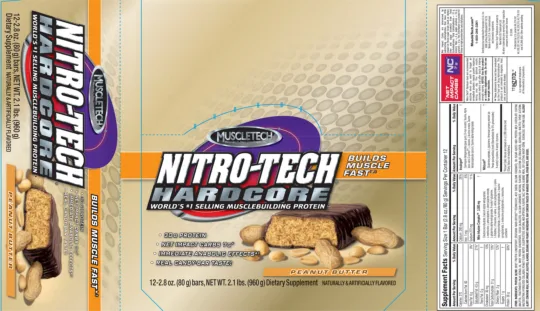 Label for Nitro-Tech Hardcore Peanut Butter