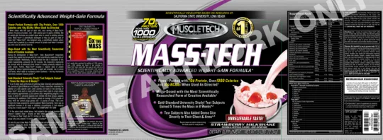 Label for Mass-Tech Strawberry Milkshake