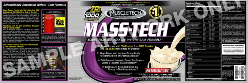 Label for Mass-Tech Strawberry Milkshake