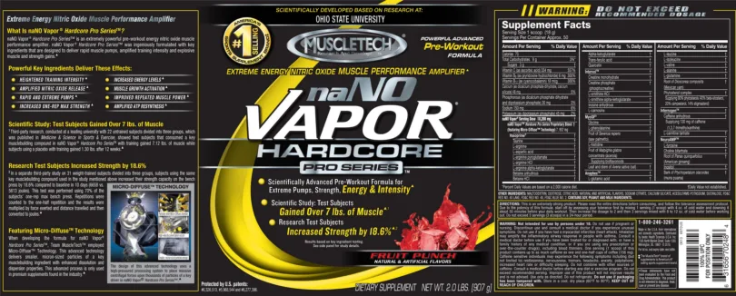 Label for naNO Vapor Hardcore Fruit Punch