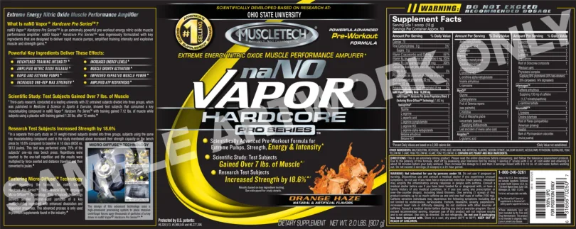 Label for naNO Vapor Hardcore Orange Haze