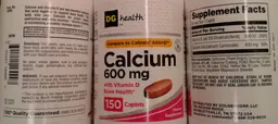 Label for Calcium 600 mg with Vitamin D
