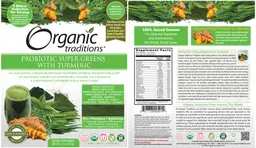 Label for Probiotic Super Greens With Turmeric