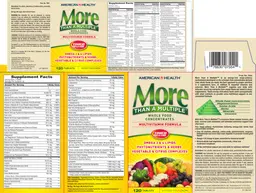 Label for More Than A Multiple Multivitamin Formula