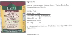 Label for Calcium Magnesium & Zinc