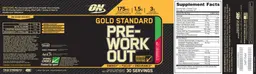 Label for Gold Standard Pre-Workout Strawberry Lime