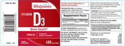 Label for Vitamin D3 1000 IU