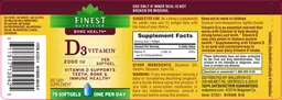 Label for D3 Vitamin 2000 IU