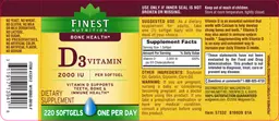 Label for D3 Vitamin 2000 IU