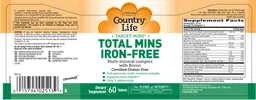 Label for Target-Mins Total Mins Iron-Free