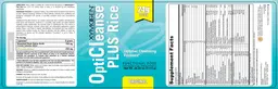 Label for OptiCleanse Plus Rice Original