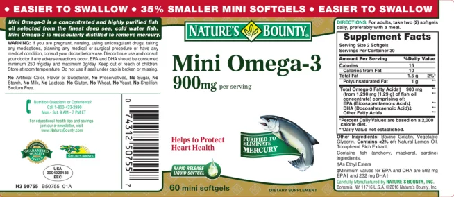 Label for Mini Omega-3 900 mg