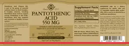 Label for Pantothenic Acid 550 mg