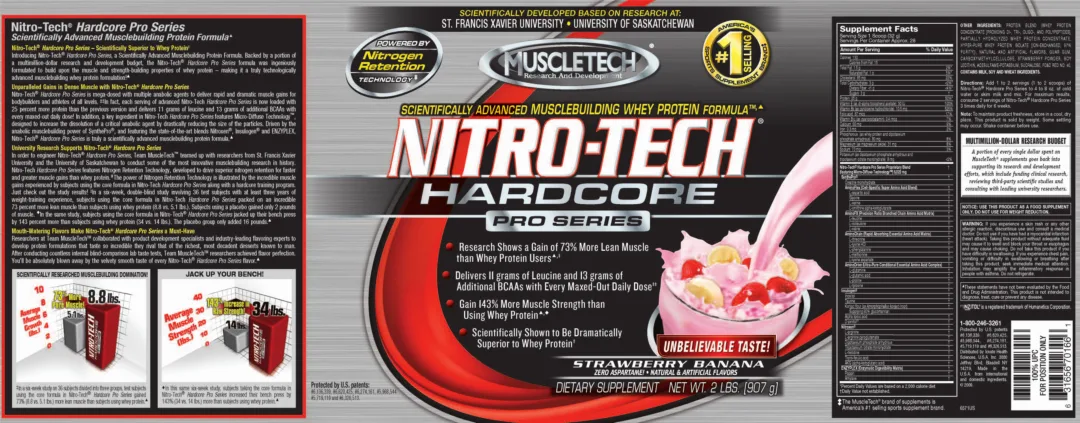 Label for Nitro-Tech Hardcore Pro Series Strawberry Banana