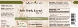 Label for Milk Thistle Extract