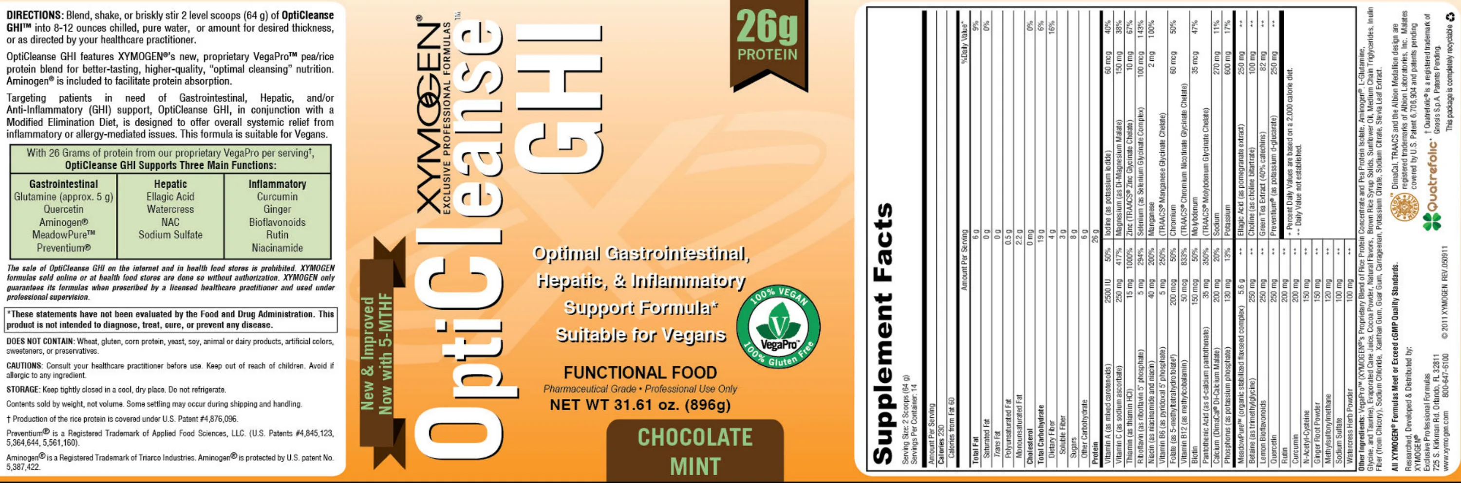 Label for OptiCleanse GHI Chocolate Mint