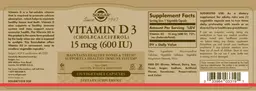 Label for Vitamin D3 15 mcg (600 IU)